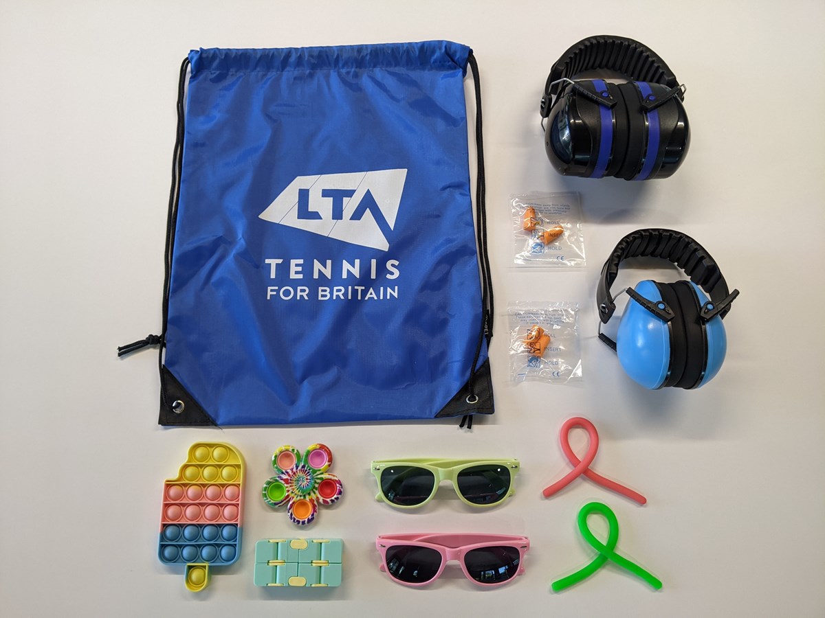 All the items included in an LTA sensory bag given out at events.