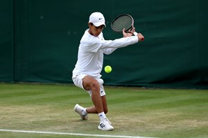 Britain's Conor Brady in action at Junior Wimbledon 2024