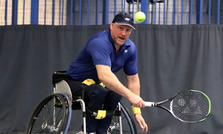 Wheelchair player about to take a shot