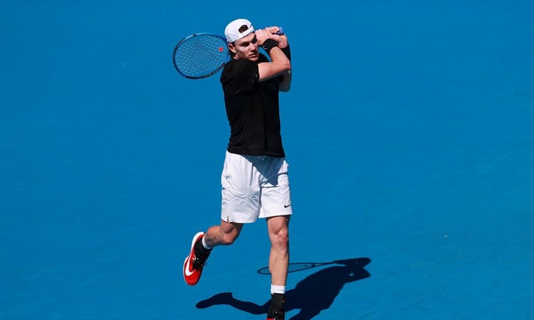 Jack Draper in training ahead of the Australian Open