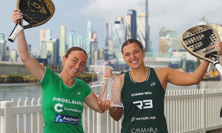 Aimee Gibson and Catherine Rose celebrte with the FIP Silver Melbourne Padel Open