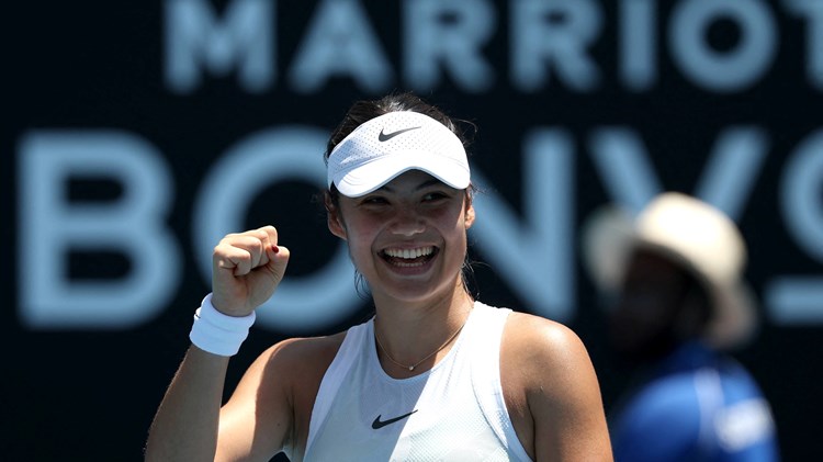 Emma Raducanu smiles after coming through the first round of the Australian Open against 26th seed Ekaterina Alexandrova