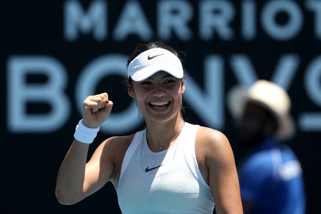 Emma Raducanu smiles after coming through the first round of the Australian Open against 26th seed Ekaterina Alexandrova