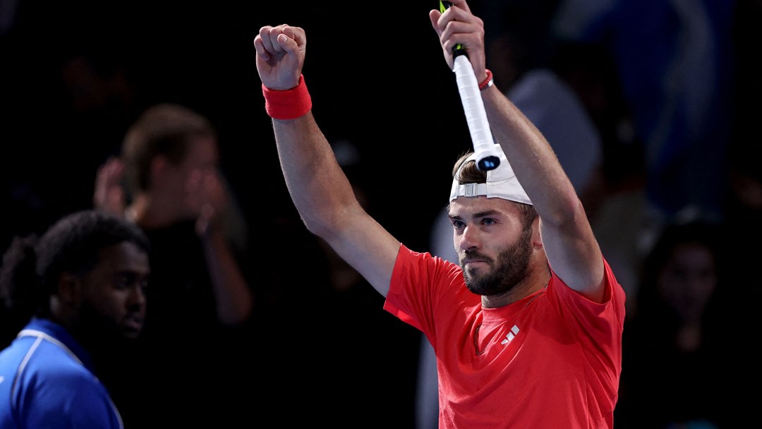 Jacob Fearnley cheers in celebration after reaching the third round of the Australian Open for the first time