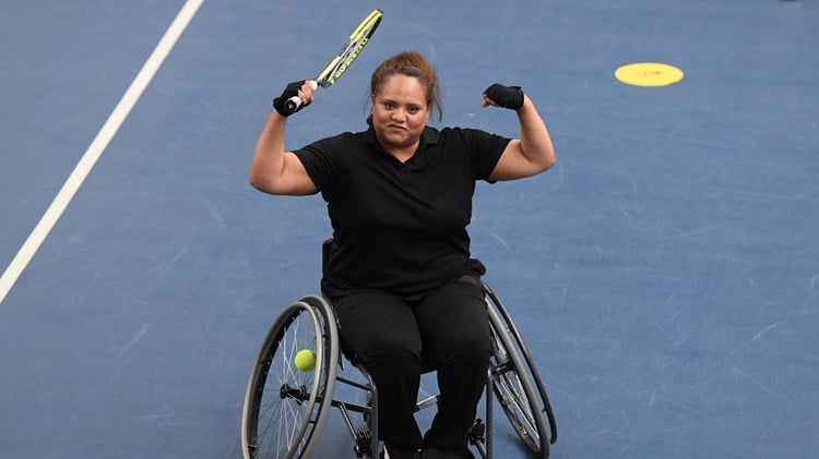 Wheelchair player celebrating on court