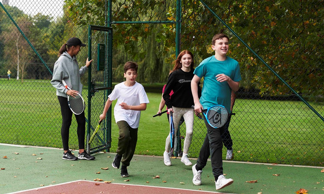 Kids running out on court