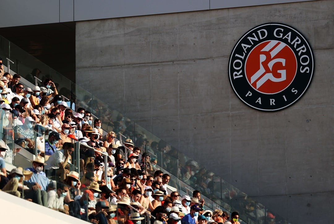 Spectators watch on during the Men's Doubles Final of the 2021 French Open at Roland Garros