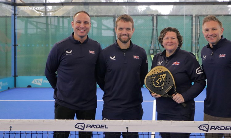 A picture of Steve Yeardley, Sandy Farquahson, Libby Fletcher and Tom Murray - the LTA Padel team