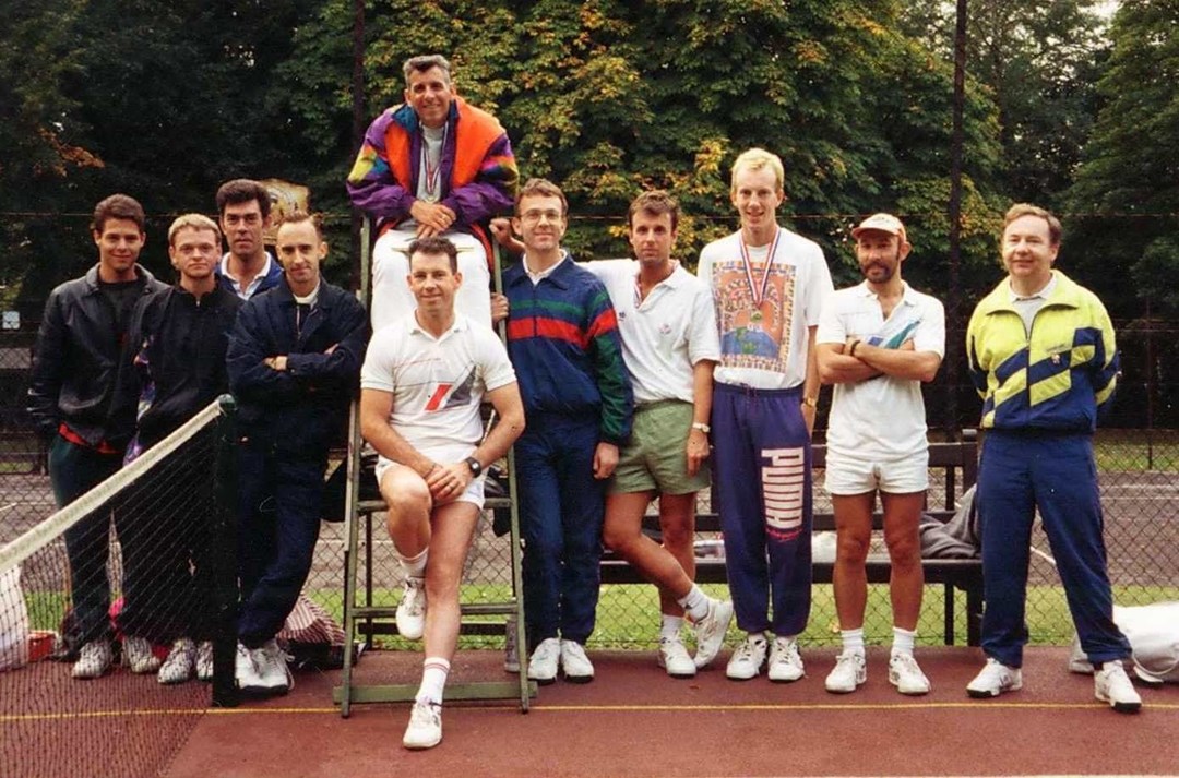 The Croydon Area Gay Society (CAGS) Tennis Group playing a fundraising event called the ACE trophy for the AIDS Care Education Project (ACE) in 1991 . 