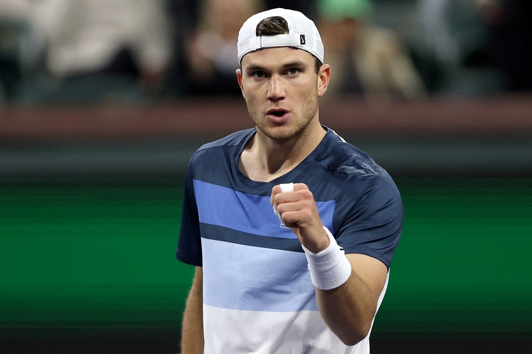 Jack Draper gives a fist pump during a quarter-final win over Ben Shelton at Indian Wells 2025