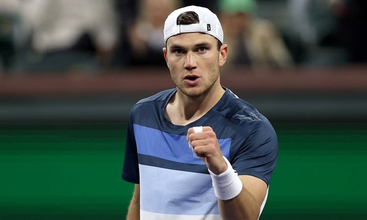 Jack Draper gives a fist pump during a quarter-final win over Ben Shelton at Indian Wells 2025