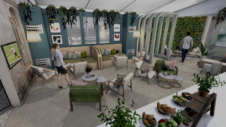 Designs for the 'Her Story at Tennis' hospitality experience at The Queen's Club