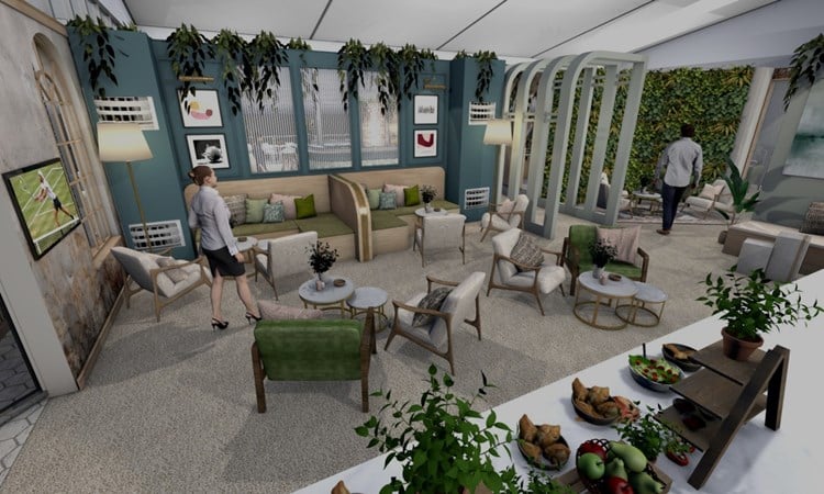 Designs for the 'Her Story at Tennis' hospitality experience at The Queen's Club