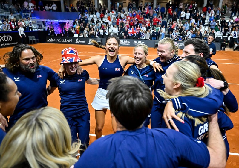 Lexus GB Billie Jean King Cup team celebrate victory over France