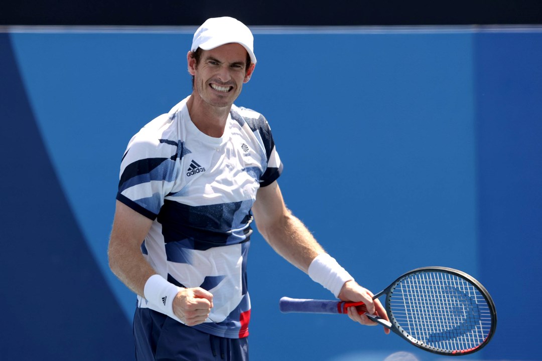 Andy Murray fist pumps at the 2020 Tokyo Olympics