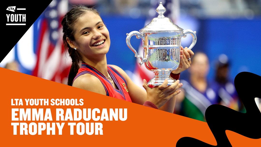 Emma Raducanu's Trophy Tour graphic