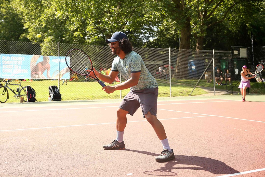 A match taking place at a local park court