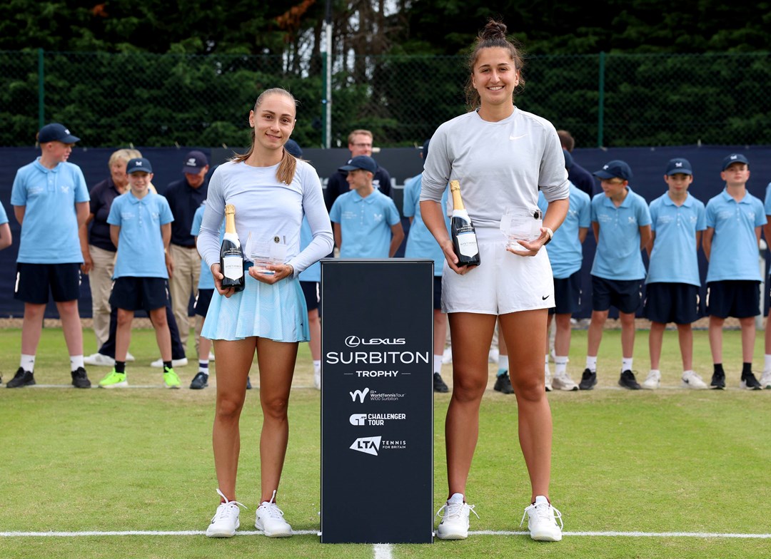 Aleksandra Krunic and Emina Bektas with the Lexus Surbiton Trophy doubles title