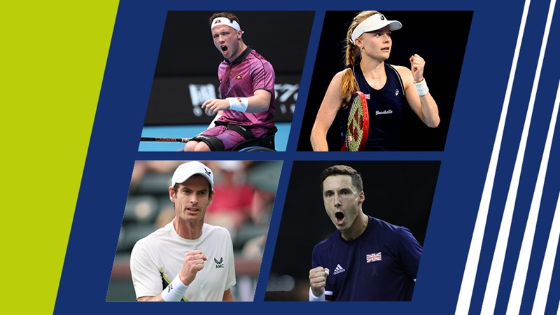 Images of Alfie Hewett, Harriet Dart, Andy Murray and Joe Salisbury for Player of the Month nominations