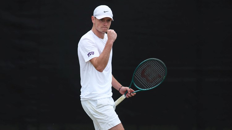 Jack Pinnington Jones fist pumps at the Rothesay Open Nottingham in a second round win against Cam Norrie