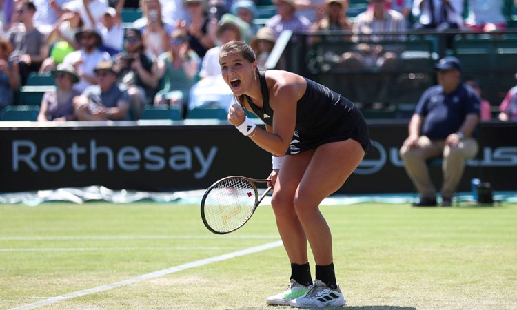 Jodie Burrage celebrates reaching her first Rothesay Open Nottingham semi-final