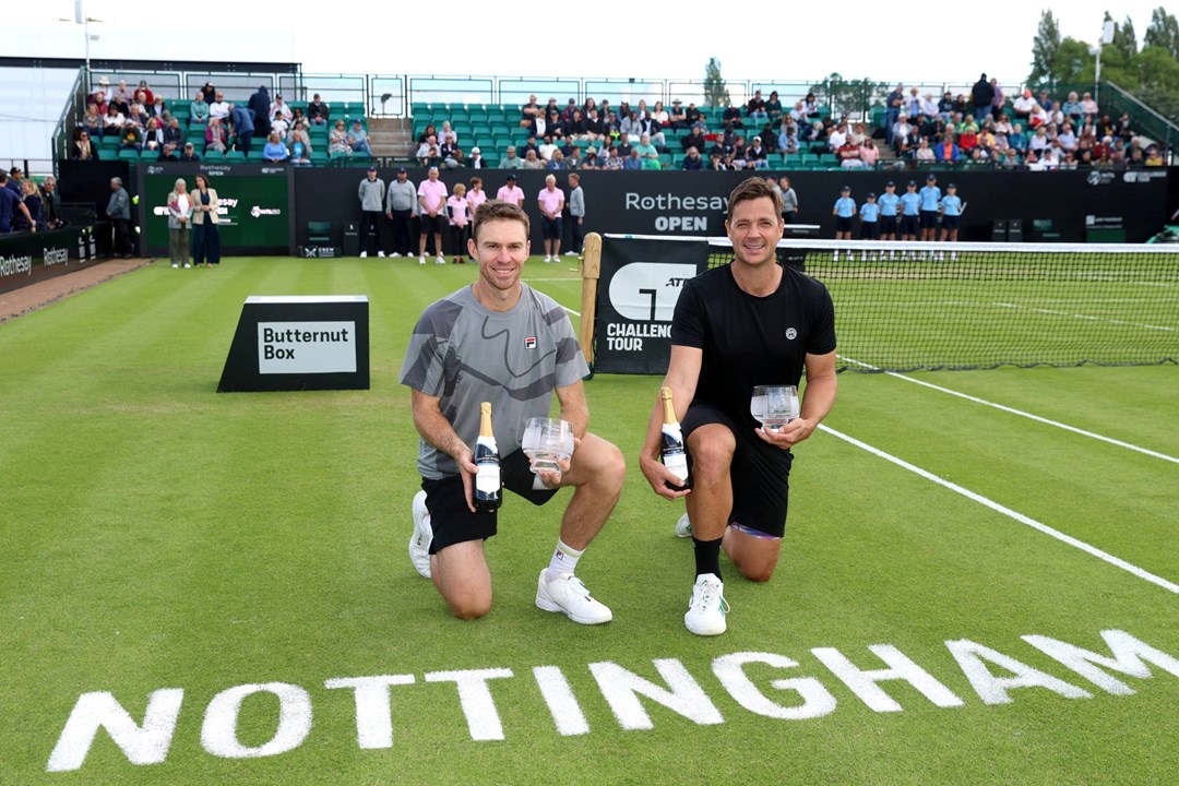 John Peers and Marcus Willis with the Rothesay Open NOttingham doules title