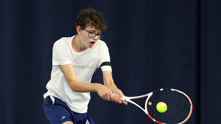 Charlie Denton in action during the National Deaf Tennis Championships 2022 at National Tennis Centre on September 10, 2022 in London, England.