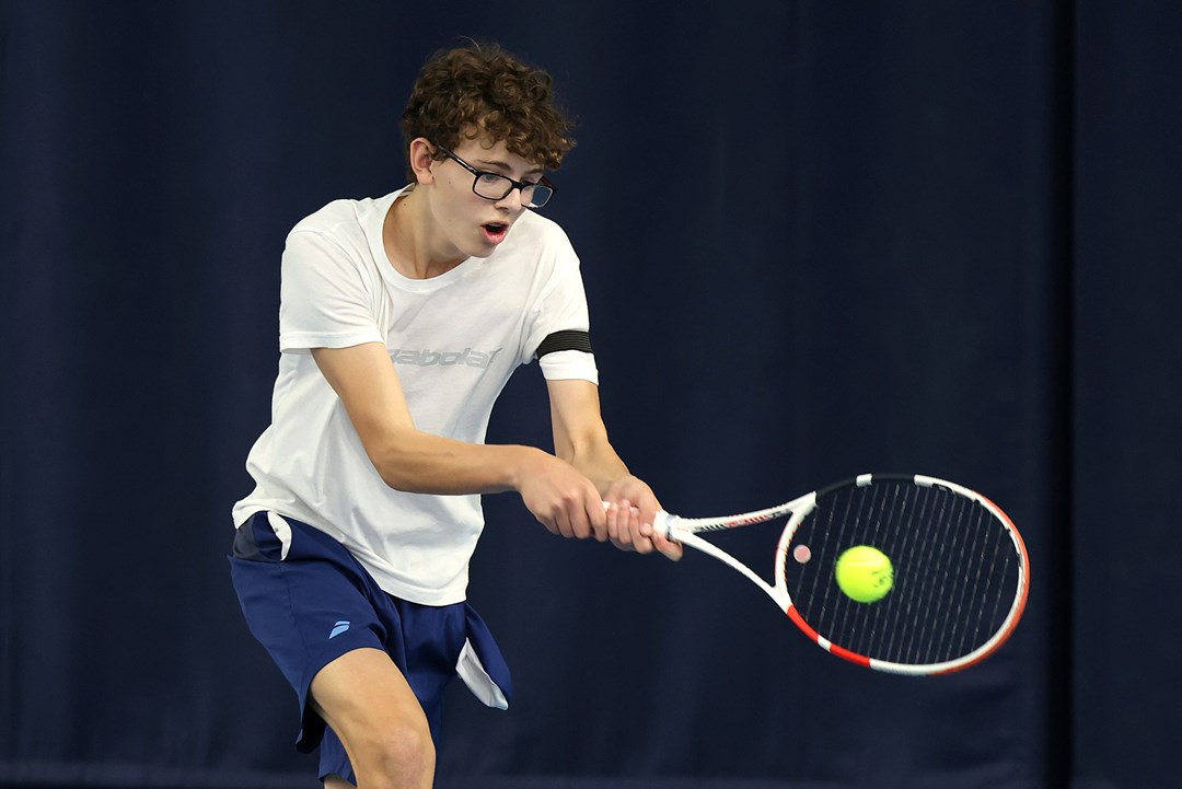 Charlie Denton in action during the National Deaf Tennis Championships 2022 at National Tennis Centre on September 10, 2022 in London, England.