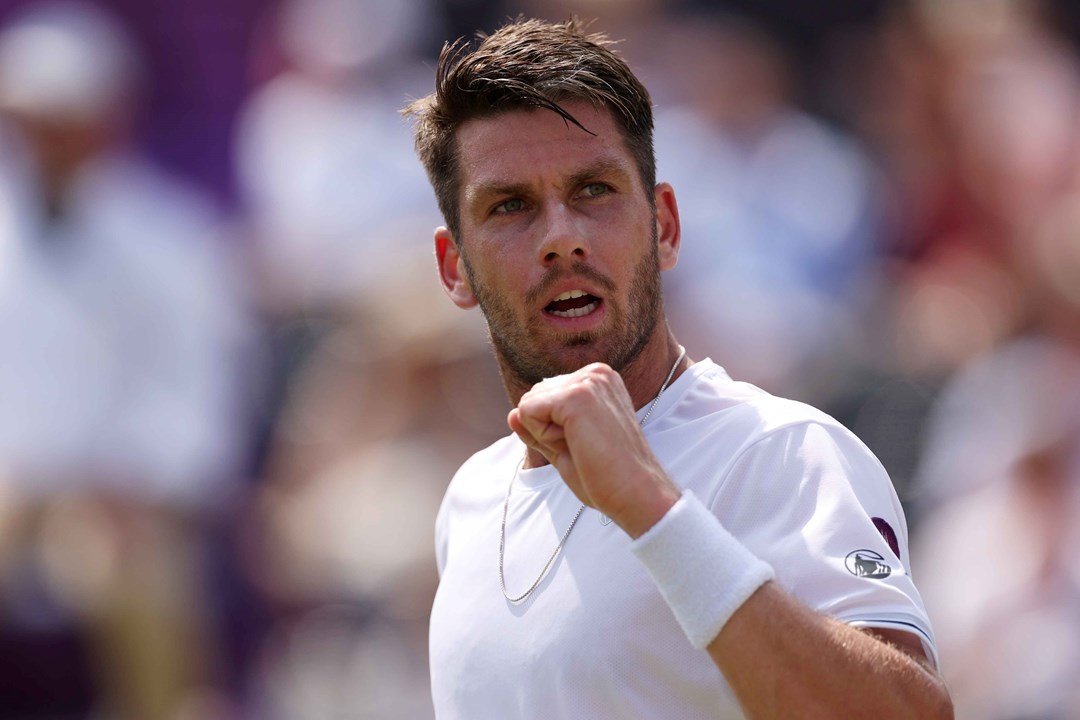 Cam Norrie celebrates a point on court at the cinch Championships with a clenched fist