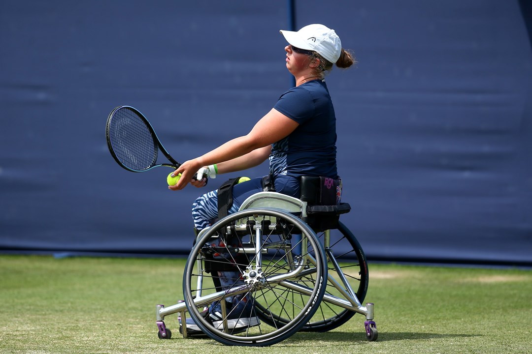 Abbie Breakwell in action during her clash with world No.2 Yui Kamiji at Devonshire Park