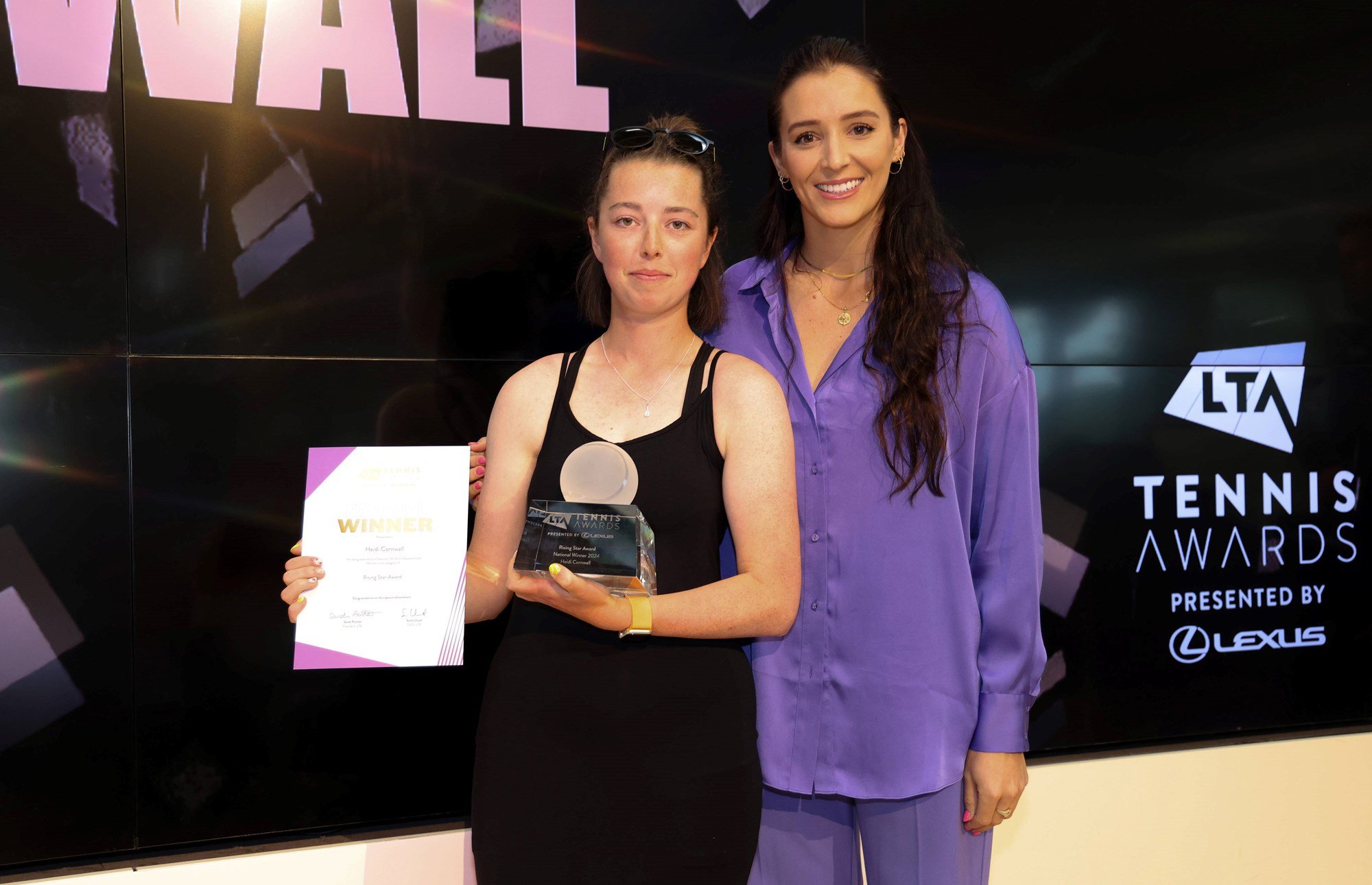Rising Star Award Winner Heidi Cornwall presented by Laura Robson during the LTA Tennis Awards 2024
