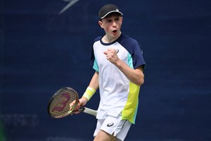 British junior Maximilian Carrier  in action at the Lexus Junior National Championships