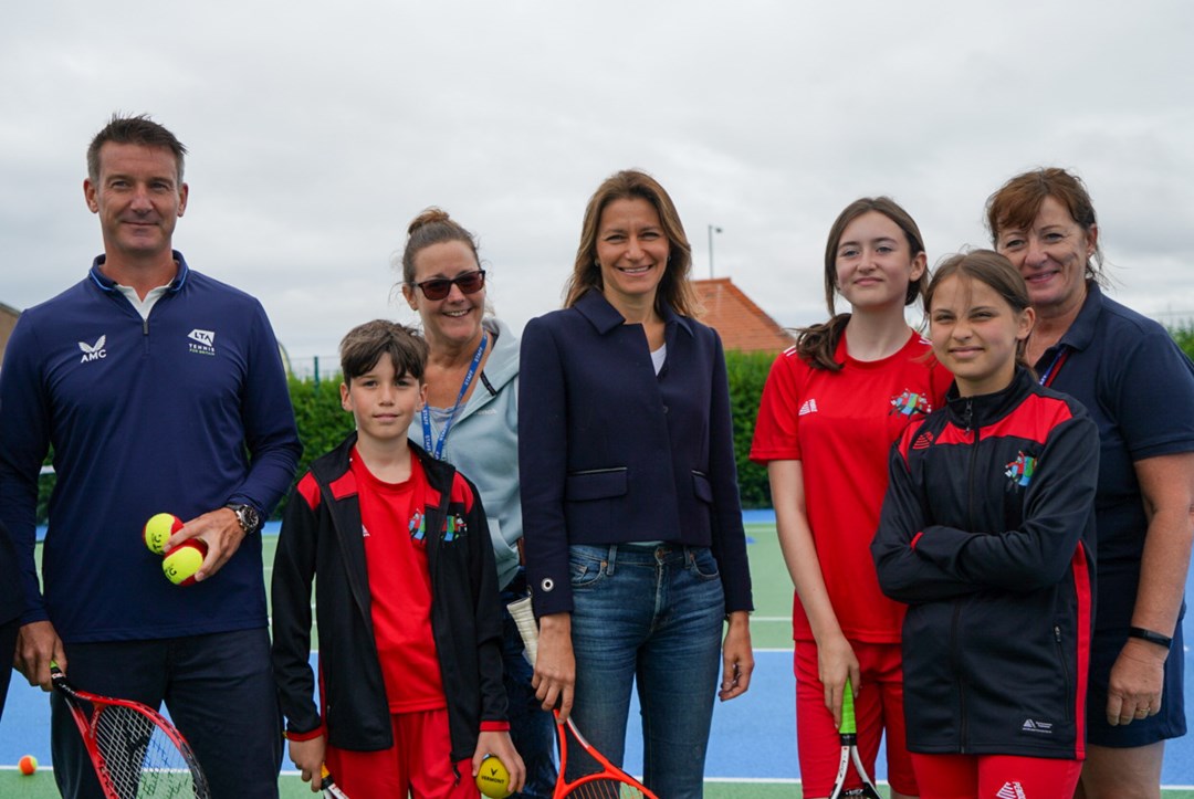 Lucy Frazer and LTA Chief Executive, Scott Lloyd, pictured visiting Fisherman’s Green Park on the 29th June 2023.