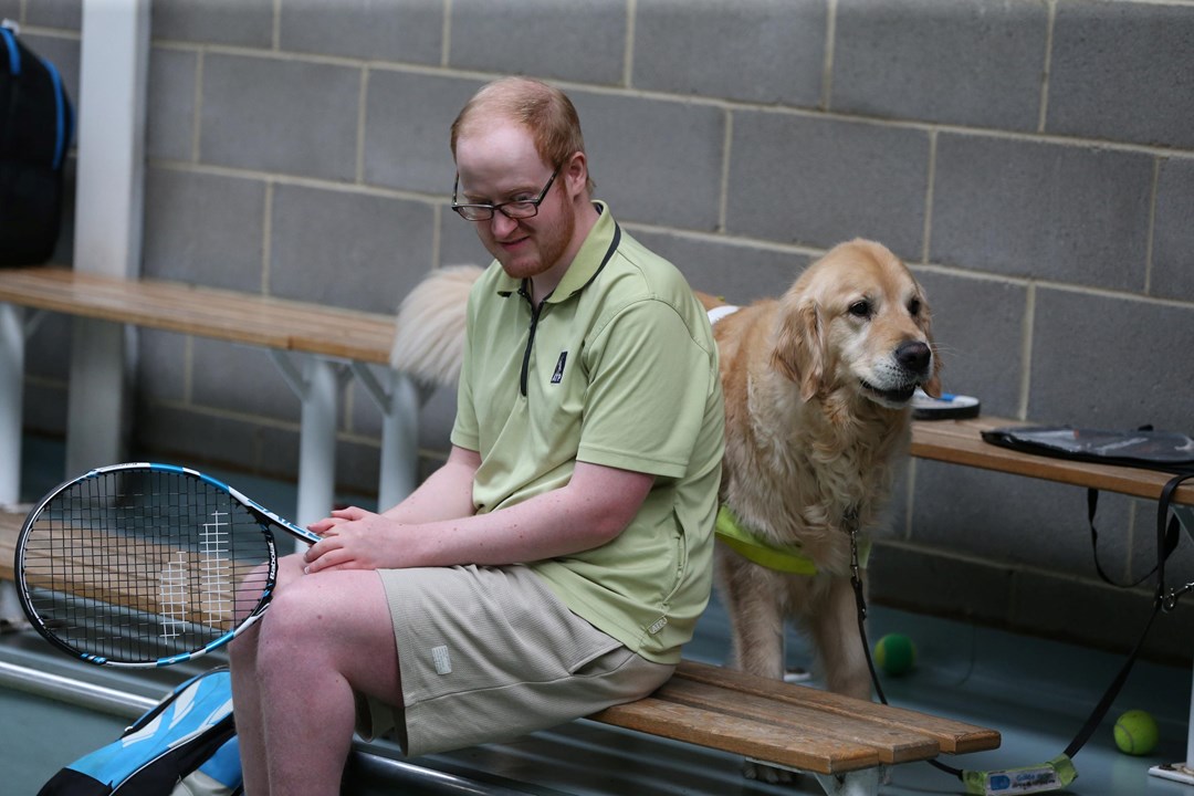 Participants take part during a Tennis Foundation Visually Impaired Camp at The Northumberland Club on June 19, 2022 in Newcastle upon Tyne, England.