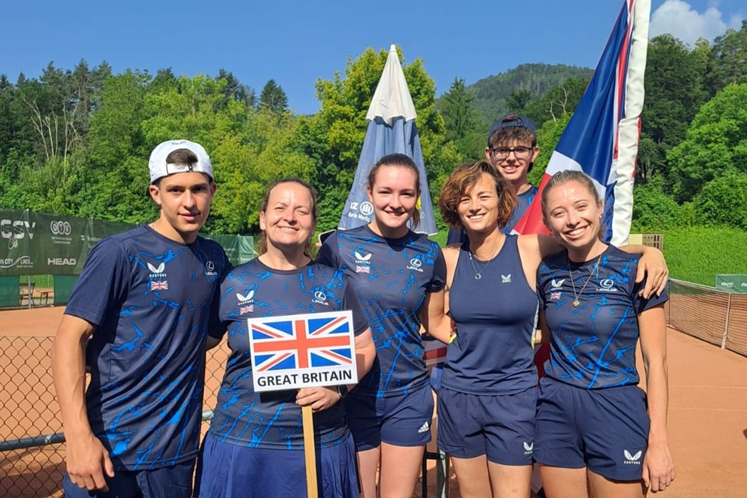 Team GB photographed at the 2024 European Deaf Tennis Championships at Sportpark Warmbad-Villach in Carinthia, Austria.