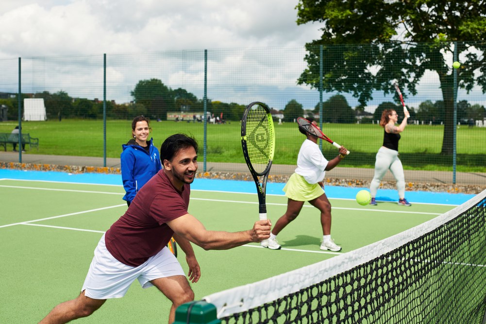 First time tennis players taking part in a Barclays Big Tennis Weekend