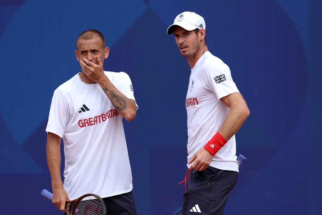 Dan Evans and Andy Murray in training for the Olympics