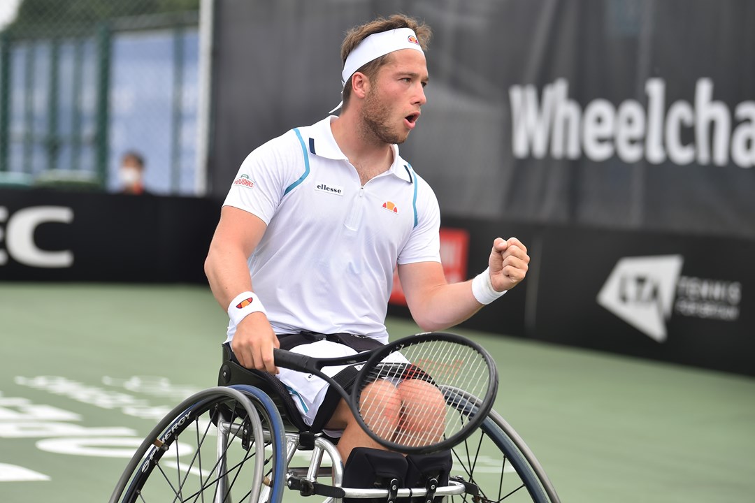 Alfie Hewett celebrates at the British Open