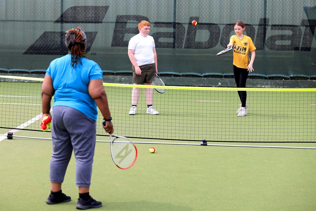 SERVES session during day two of the Rothesay Classic Birmingham at Edgbaston Priory Club on June 18, 2023 in Birmingham, England.