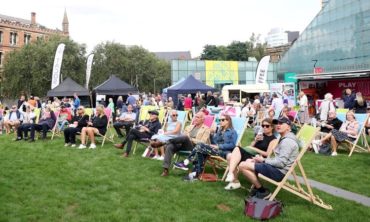 Fans gathered at the Davis Cup Fan Village in Manchester