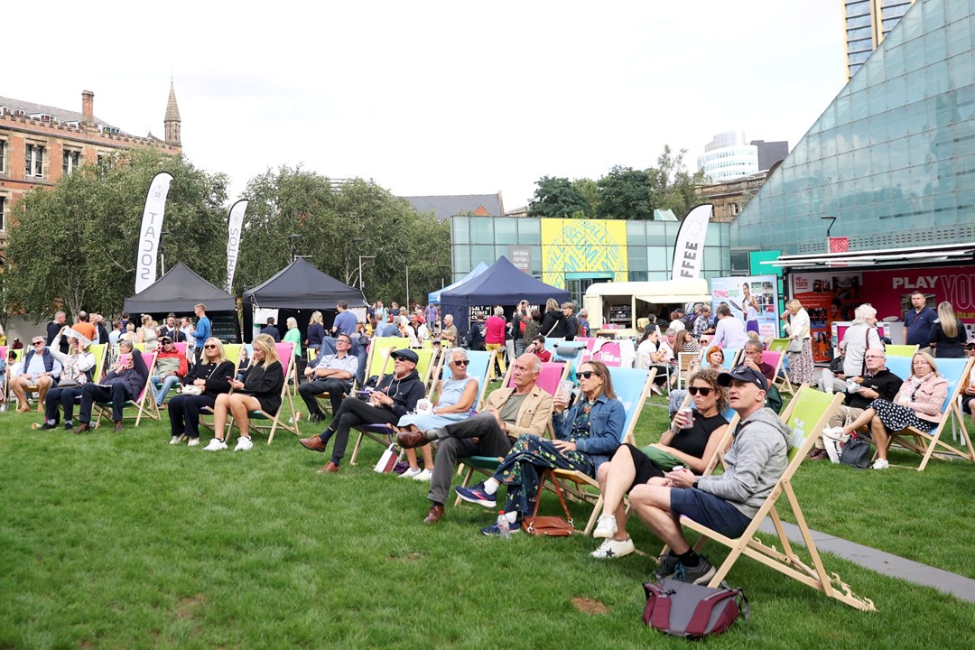 Fans gathered at the Davis Cup Fan Village in Manchester