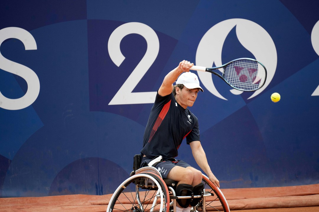 ParalympicsGB Wheelchair Tennis athlete, Greg Slade aged 22, from Dorking, Surrey, competing in the Quad Singles - Open event, at the Paris 2024 Paralympic Games.