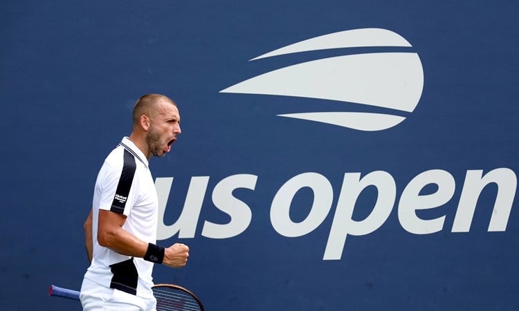 Dan Evans celebrates an opening round win at the US Open in 2024