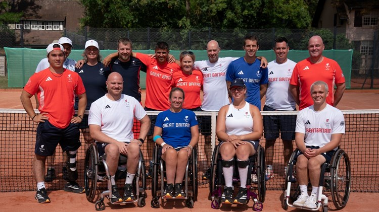 The ParalympicsGB wheelchair tennis squad at practice in Paris