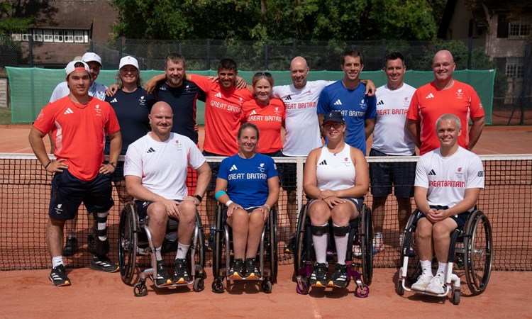 The ParalympicsGB wheelchair tennis squad at practice in Paris