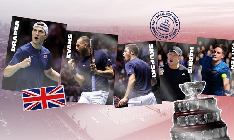 The Davis Cup team announcement with pictures of the 5 players - Jack Draper, Dan Evans, Neal Skupski, Billy Harris and Henry Patten