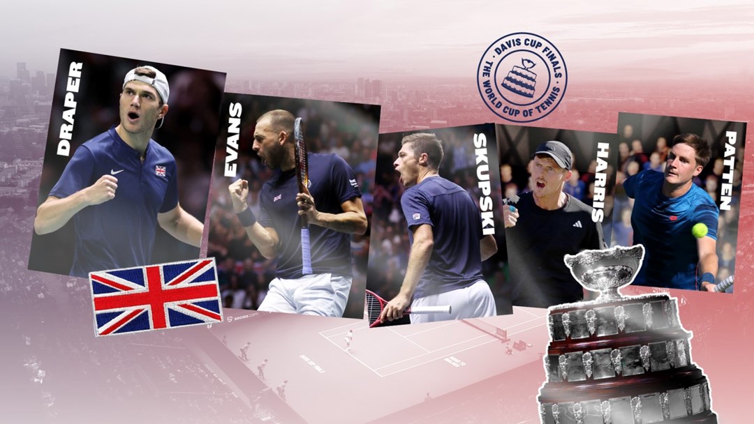 The Davis Cup team announcement with pictures of the 5 players - Jack Draper, Dan Evans, Neal Skupski, Billy Harris and Henry Patten