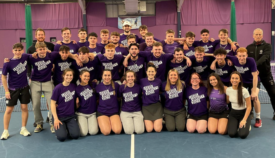 The Leeds Beckett University tennis squad lined up in three rows