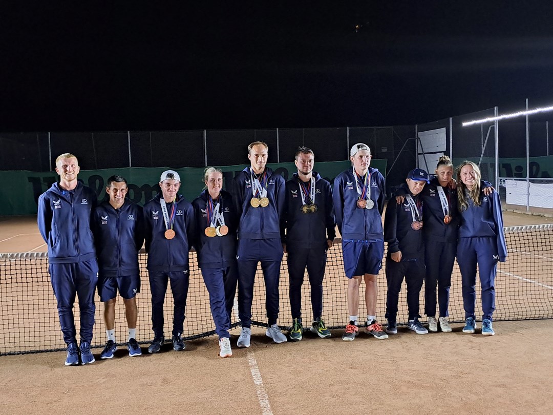 Great Britain's Learning Disability team pictured side by side on court after winning a total 11 medals at the 2024 Virtus World Championships in Annecy, France