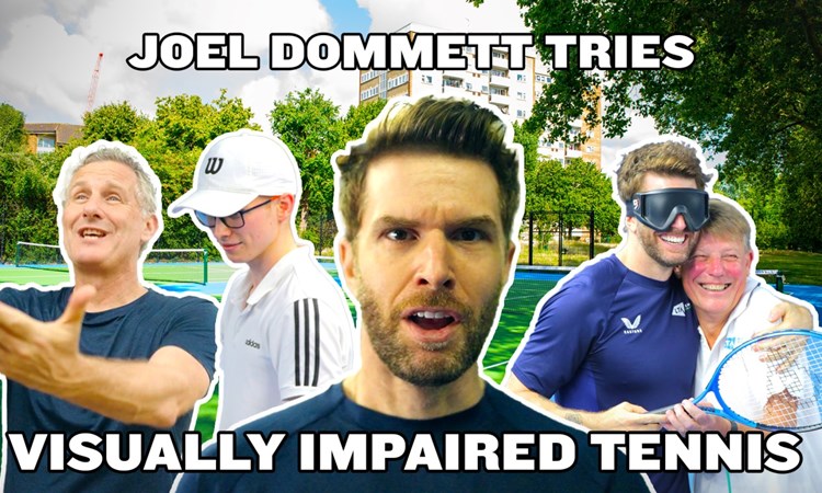 Comedians Adam Hills and Joel Dommett take on Visually Impaired tennis with Ewan Hayward